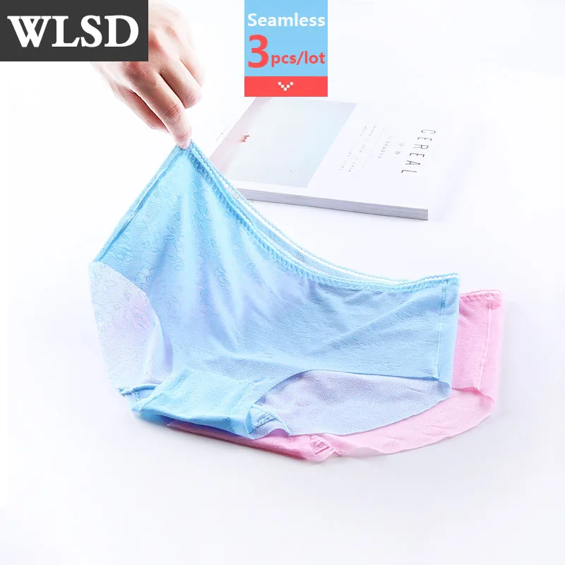 

WLSD 3PCS/lot Summer Seamless Panties Women Underwear Sexy Transparent Briefs Hollow Out Panties Invisible Nylon Women Lingerie