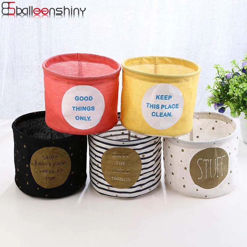 

BalleenShiny Canvas Storage Basket Waterproof Dirty Clothes Laundry Basket Jewelry Cosmetic Organizer Kids Toys Holder