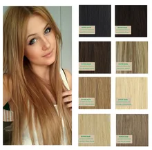 Alibaba-Express Clip In Human Hair Extensions 7PC 120G Salon Sexy European Women Clip Ins Virgin Straight Hair Honey Blonde #27
