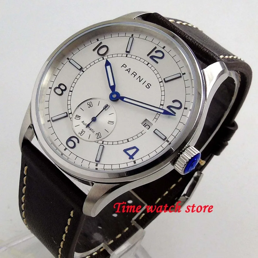 

luxury 42mm Parnis Automatic men's watch blue marks luminous DATE 5ATM ST1731 Automatic movement wrist watch 1256