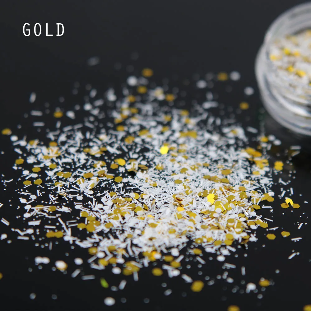 

Sparkle Nail Powder Glitter Sequins Champagne Gold Color for UV nail decoration 1 box