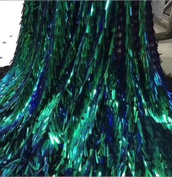 

nigerian lace fabrics with sequin 5yard/lot fashion gold sequin fabric velvet high quality green tulle lace free shipping Green