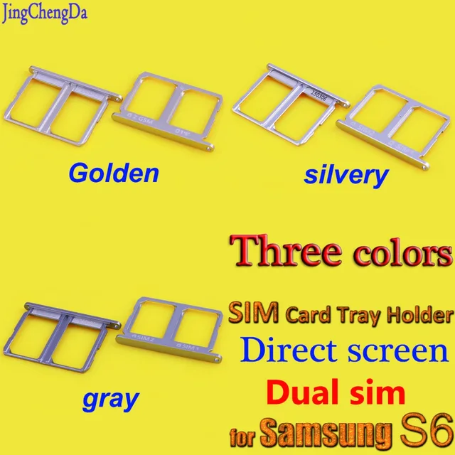 Best Offers Jing Cheng Da silver gray Golden  Sim Card Tray Holder Slot Adapter for Samsung Galaxy S6  Dual Sim Version Direct Screen
