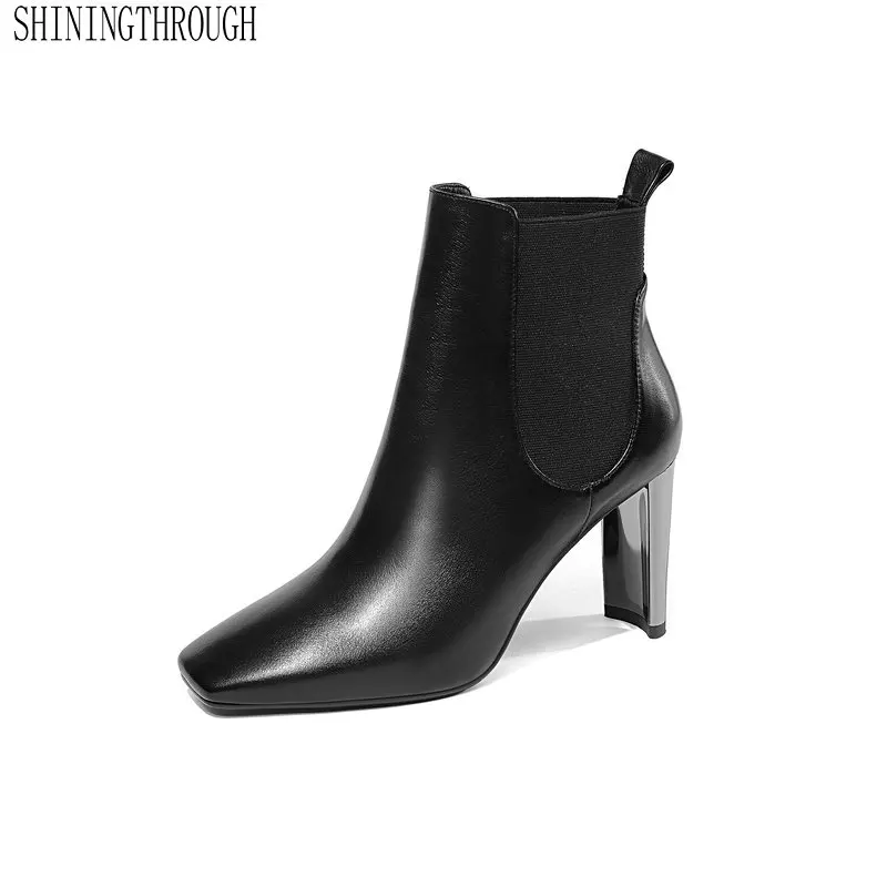 

Genuine Leather Women Fashion Ankle Not Lace-up Bootssexy High Heel Women Shoes Spring Autumn Party Ladies Shoes