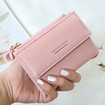 

Women Matte Leather Small Wallet PU Leather Short Letter Purse Solid Hasp Purse Credit Cards Holder Money Female Mini Wallet