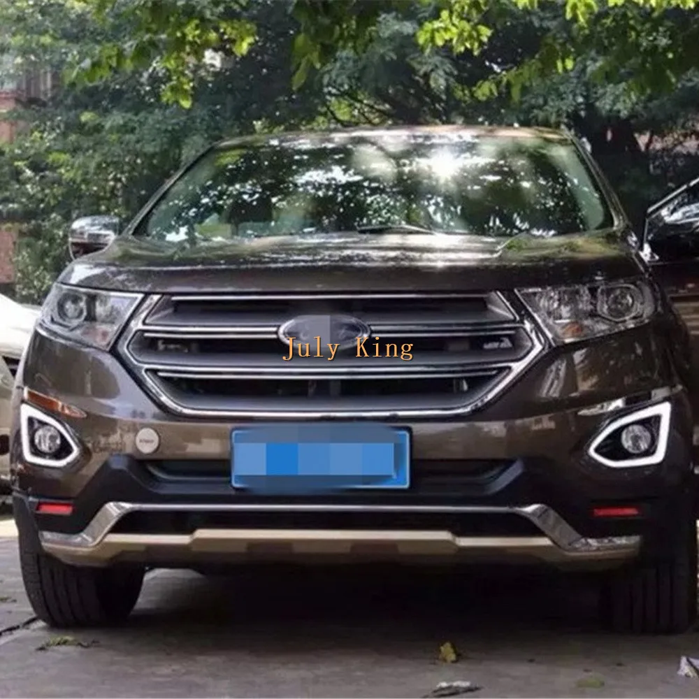 

July King LED Daytime Running Lights Case for Ford EDGE 2015~ON, LED Front Bumper Light DRL With Fog Lamp Cover, 1:1 Replacement