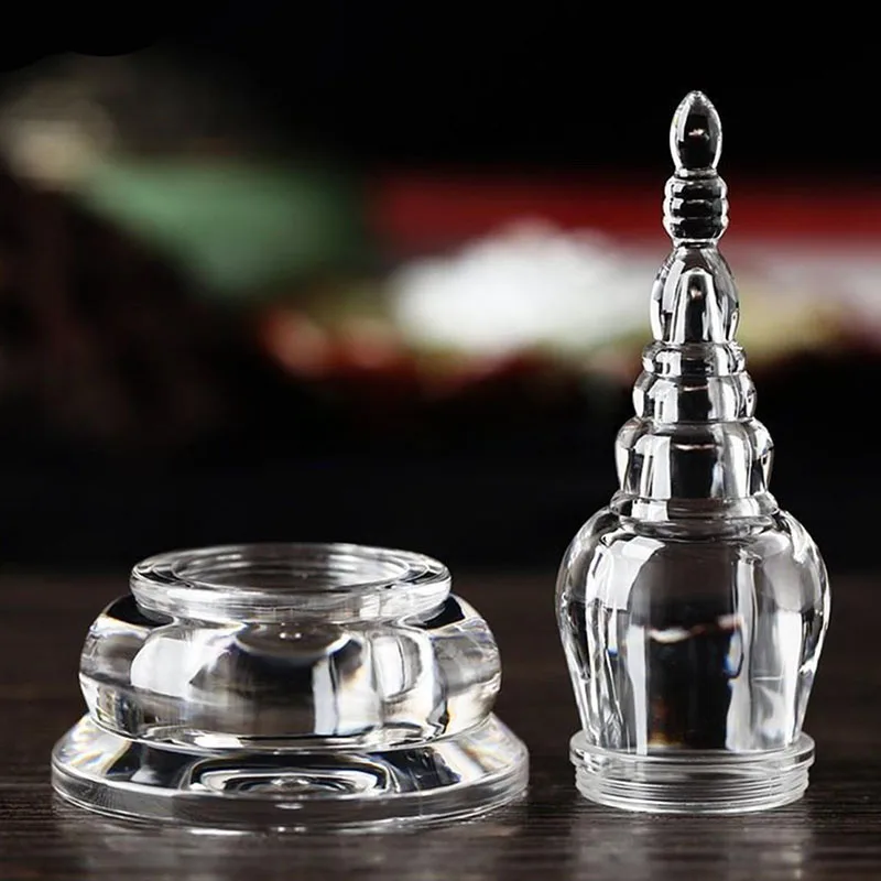 New Transparent Clear Acrylic Crystal Buddha Stupa Tower Tibet Buddhist Decoration