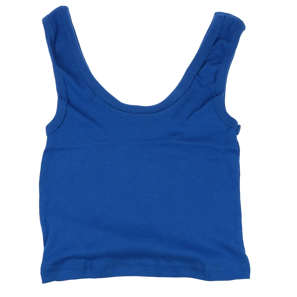 Модные летние для женщин жилет без рукавов Высокая талия хлопок Короткие U Crop Топы корректирующие - Цвет: Royal blue