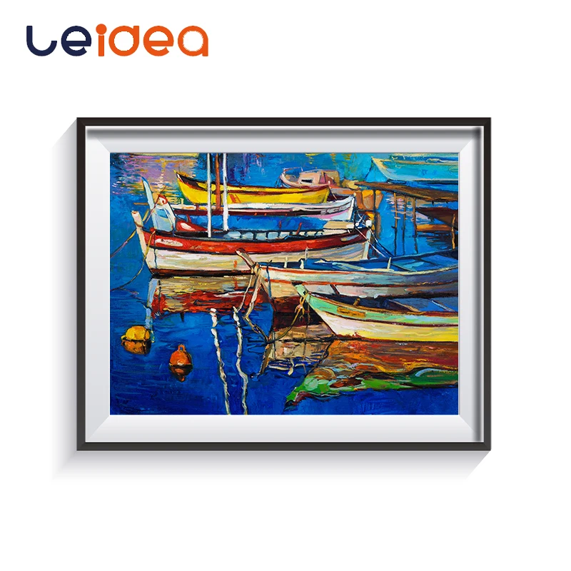 

Paint By Number Landscape Painted Boat Modern Unframed Canvas Digital Coloring By Hand Unique Gift Home Decoration Gift