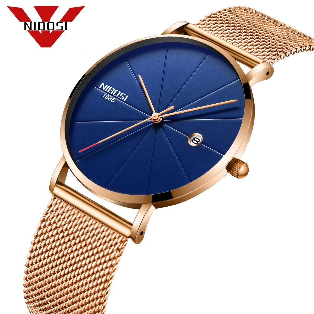

NIBOSI Men Quartz Watch Simple Mens Watches Fashion Relogio Masculino Horloges Stee Clocks Stainless Milanse Band Elegant Rose