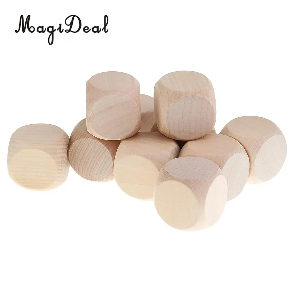 Set of 10Pcs 4cm/1.57'' Wooden Blank Dices D6 Dice for D&D for RPG for MTG Party Board Games Children Kids DIY Toys