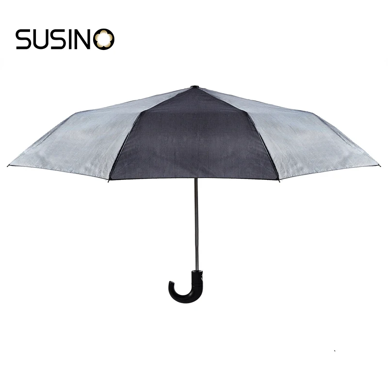 

Susino 30MPH Windproof Umbrellas Semi-automatic Open Sturty Metal Pongee Compact Durability Three-folding Umbrella 3006
