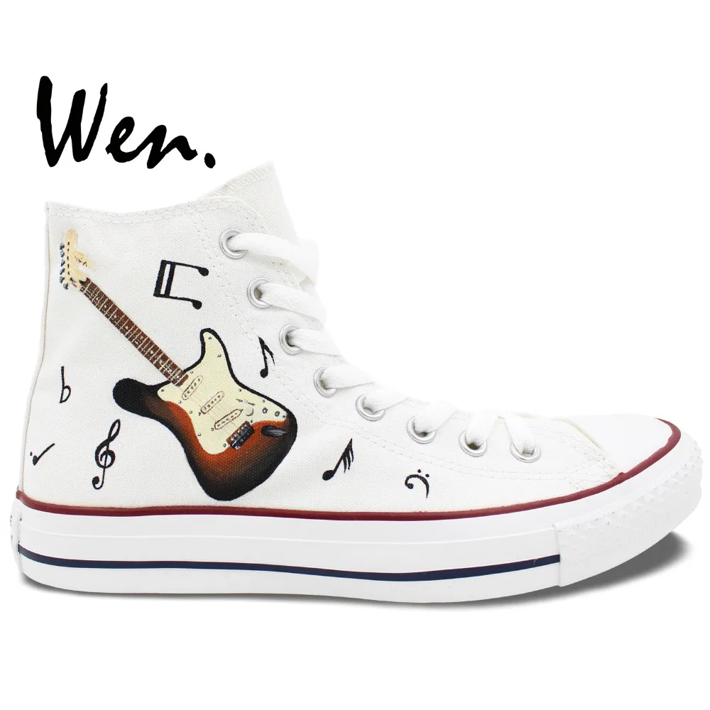 Custom Music and Guitar Mens Classic High Top Canvas Shoes Fashion Sneaker