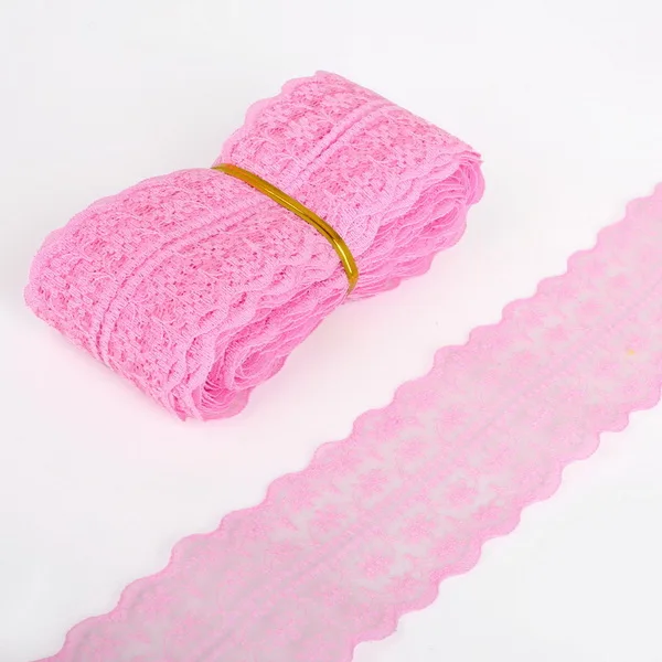 Pink 5 ярдов/партия, кружевная лента, 20 мм, сделай сам, вышитая сетка, кружевная отделка для свадебного украшения, подарочная упаковка, сделай сам, швейная юбка, аксессуары - Цвет: Pink