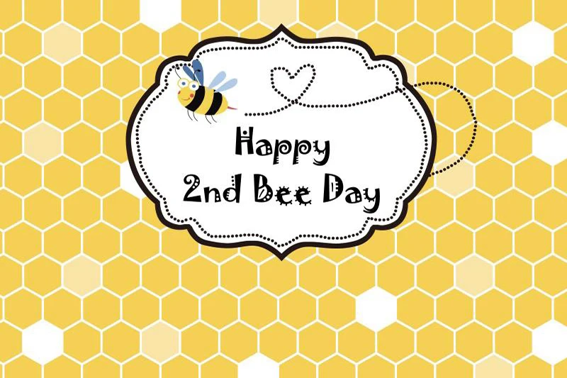 Laeacco Bee Happy Baby Birthday Party Cartoon Poster Photographic Backgrounds Photography Backdrops For Photo Studio