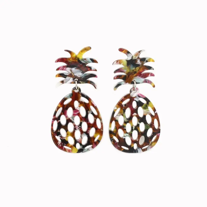

Fashion Women Jewelry Hollow Acrylic Pineapple Stud Earrings