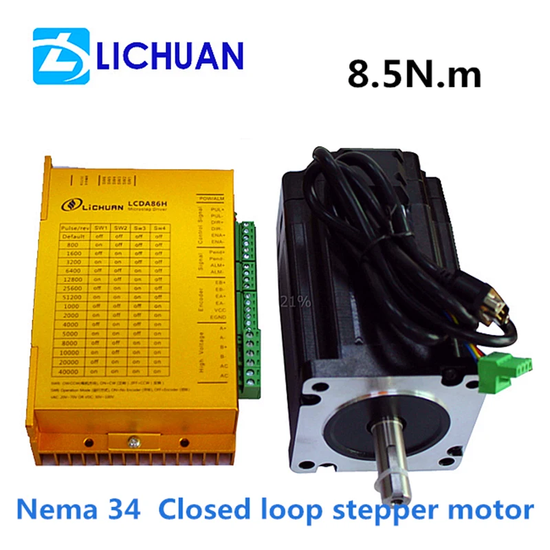 

2-Phase Nema 34 8.2Nm 86 closed loop stepper motor and Matched Driver with 3M Encoder Cable Cnc Kits Servo Motor Hybrid Nema34 M