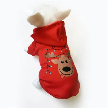 

New Fashion Christmas Winter Pet Dog Clothes 100% Cotton Stamp Sweater for Small Snd Medium Dog Puppy Hooded Jacket Coat