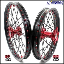 21/19 Dirt Bike MX колеса Набор для HONDA CRF250R- CRF450R 2013- красный ниппель черный спиц