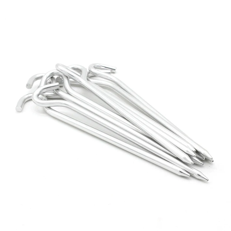 10 Pieces Camping Tent Aluminum Fixed Nails 7 Shape with Cloth Bag For 1 2 Person Tents Hiking