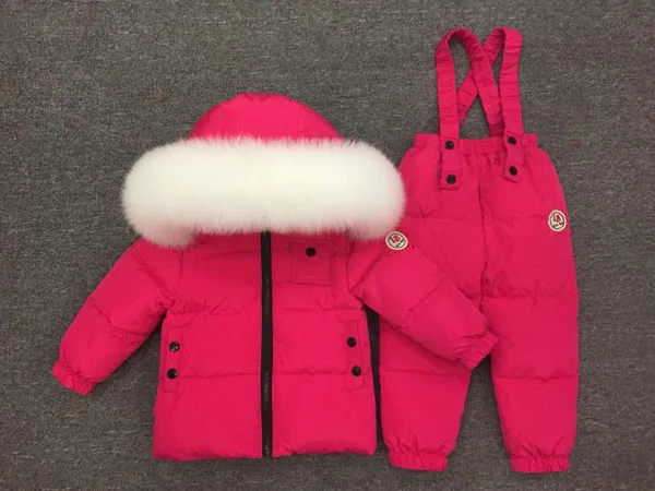 Для детей в русском стиле; плотный пуховый комплект; Детский пуховик; Лыжная куртка; костюм; натуральный белый большой воротник из лисьего меха
