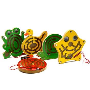 

Kids Children Magnetic Animal Shape Moving Small Maze Wooden Track Beads Labyrinth Puzzle Jigsaw Board Toy Random Style