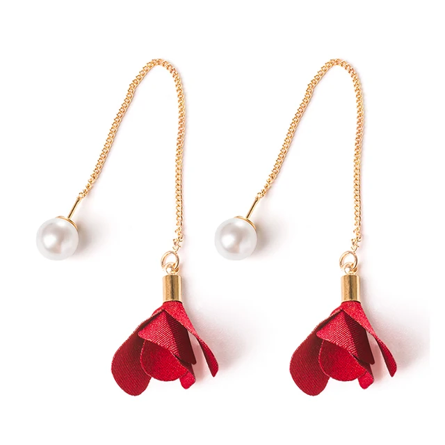 QCOOLJLY 8 Kinds Cotton Long Drop Earrings Women Fashion Flower Imitation Pearl QCOOLJLY 8 Kinds Cotton Long Drop Earrings Women Fashion Flower Imitation Pearl