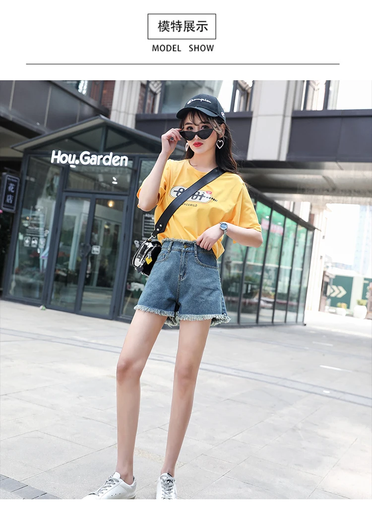 Euro Style Women loose Denim Shorts Vintage mid Waist Tassel Jeans Shorts Street Wear Sexy Wide Leg Shorts For Summer