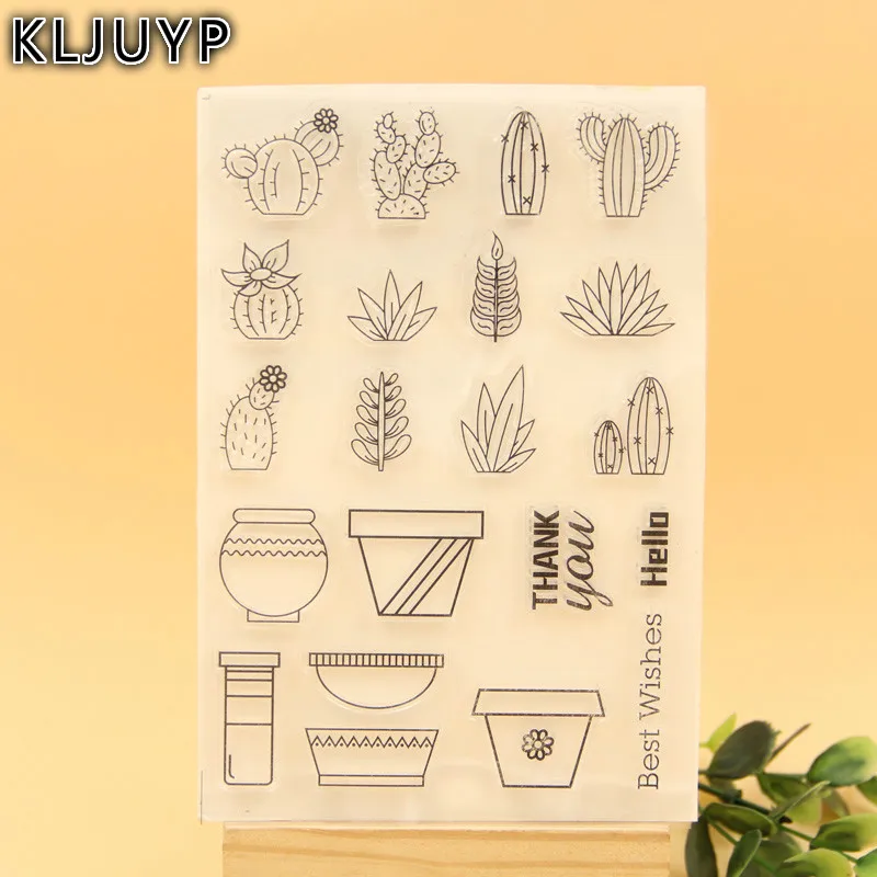 

KLJUYP Succulent Plants Transparent Clear Silicone Stamp/Seal for DIY scrapbooking/photo album Decorative clear stamp sheets