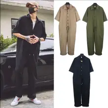 Японский мужской комбинезон Мужской и Женский Повседневный Свободный комбинезон с короткими рукавами комбинезон девять штанов рабочие брюки
