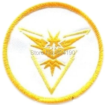 

3" Pokemon Go Team Instinct Yellow logo Iron On Patch HOT Pocket Comics Embroidered Emblem applique Costume Cosplay Team