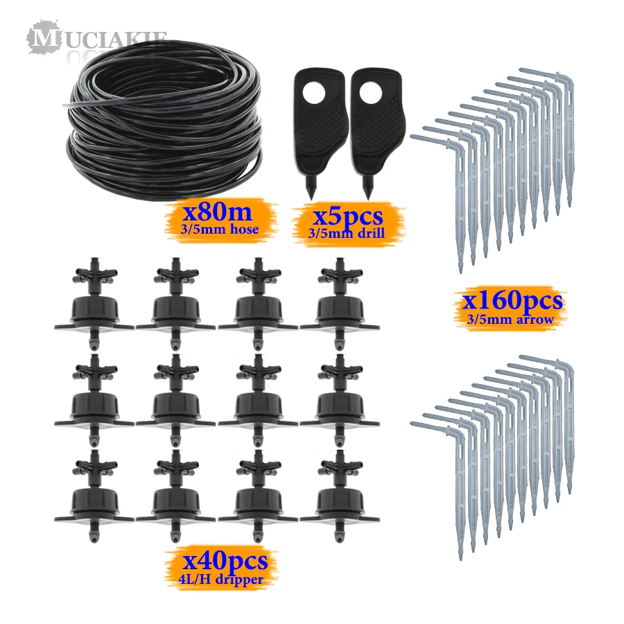 MUCIAKIE 80M 10M 4L/H компенсирующий излучатель 4 ветвичный локоть капельницы