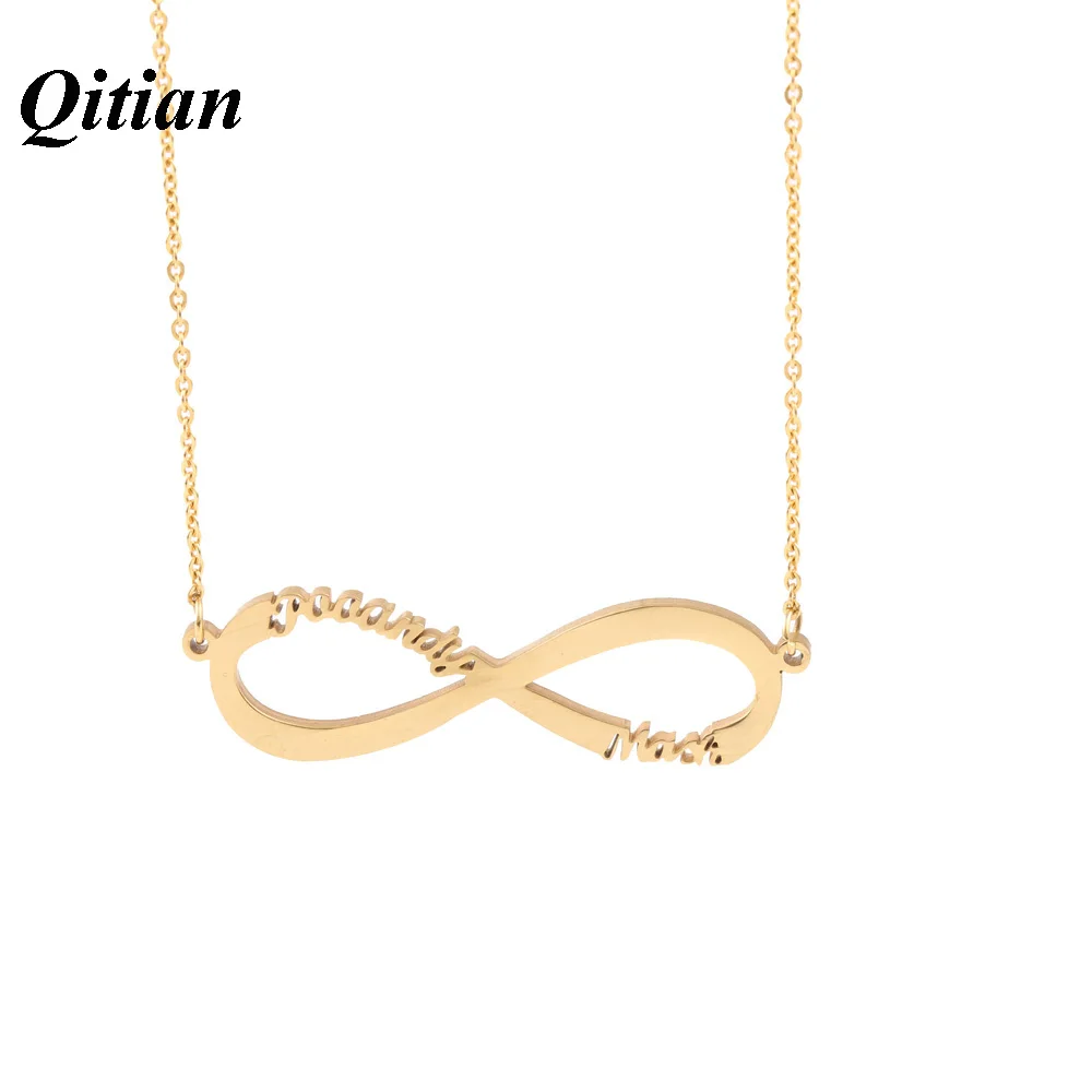 Infinity Name Necklace Rose Gold Color Stainless Steel Choker Custom Necklaces & Infinity Pendant Friendship Necklace For Friend - Image 2