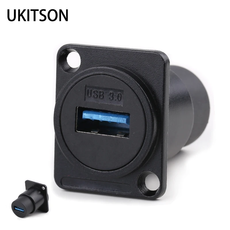 Black Color D Shape Metal USB3.0 Plug Female To USB2.0 Keystone Connector Mounting L Module Holder Bracket Adapter | Электроника