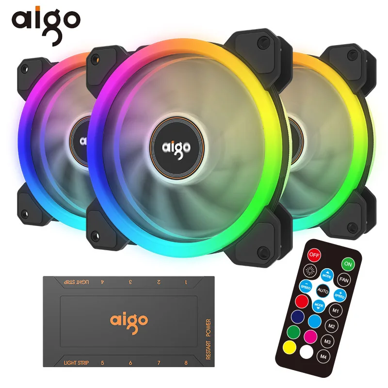 Aigo Новый DR12 5 шт. компьютерный корпус цветная (RGB) бесшумный вентилятор