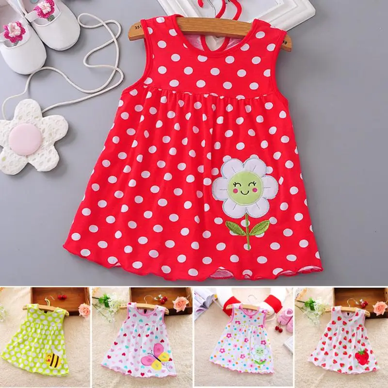 Toddle Baby Girls Dress Summer Beach Style Floral Print Party Princess Dresses Sundress For 0-1Y Baby Girls