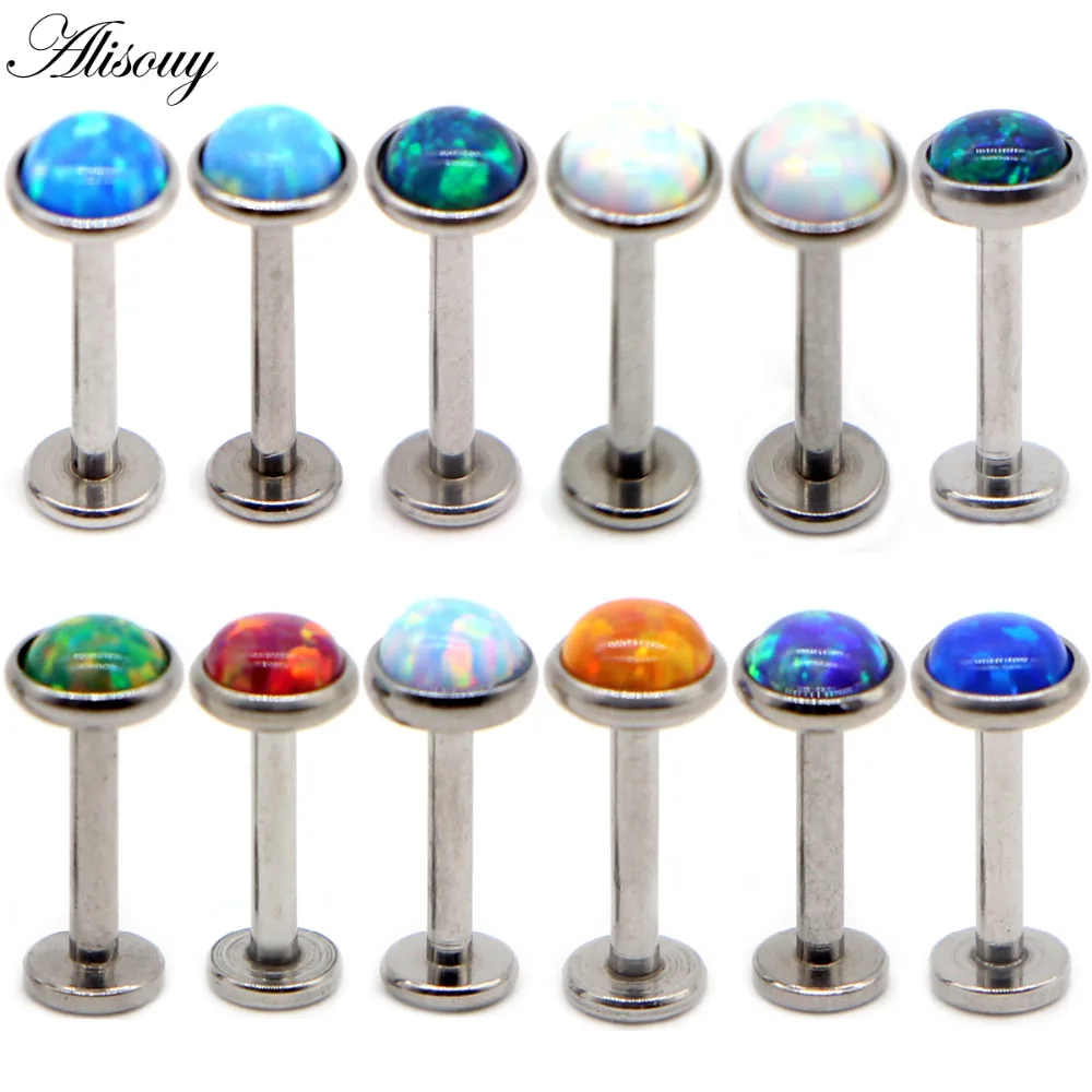 1Pc 16G Opal Piercing Labret Stud Langue Lip Stud Piercing Ear