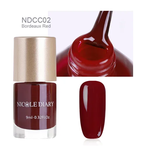 NICOLE DIARY 9ml Nail Polish Chameleon Metallic Jelly Holographic Polish Shiny Flakies Sequins Manicure Nail Art Lacquer Varnish - Цвет: Bordeaux Red 02