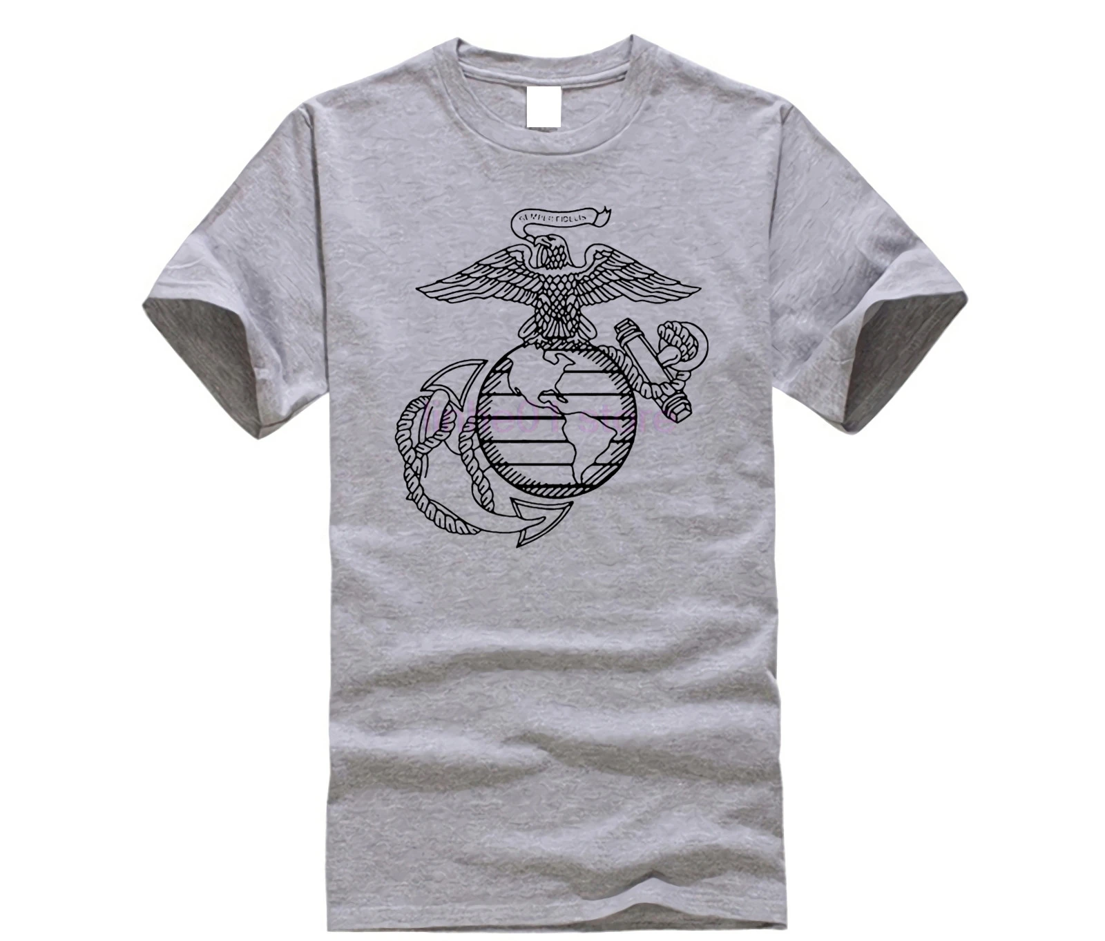 

Printed T Shirt 2019 Fashion Brand USMC Marines Eagle, Globe and Anchor Short Sleeve T-Shirt in Military Green