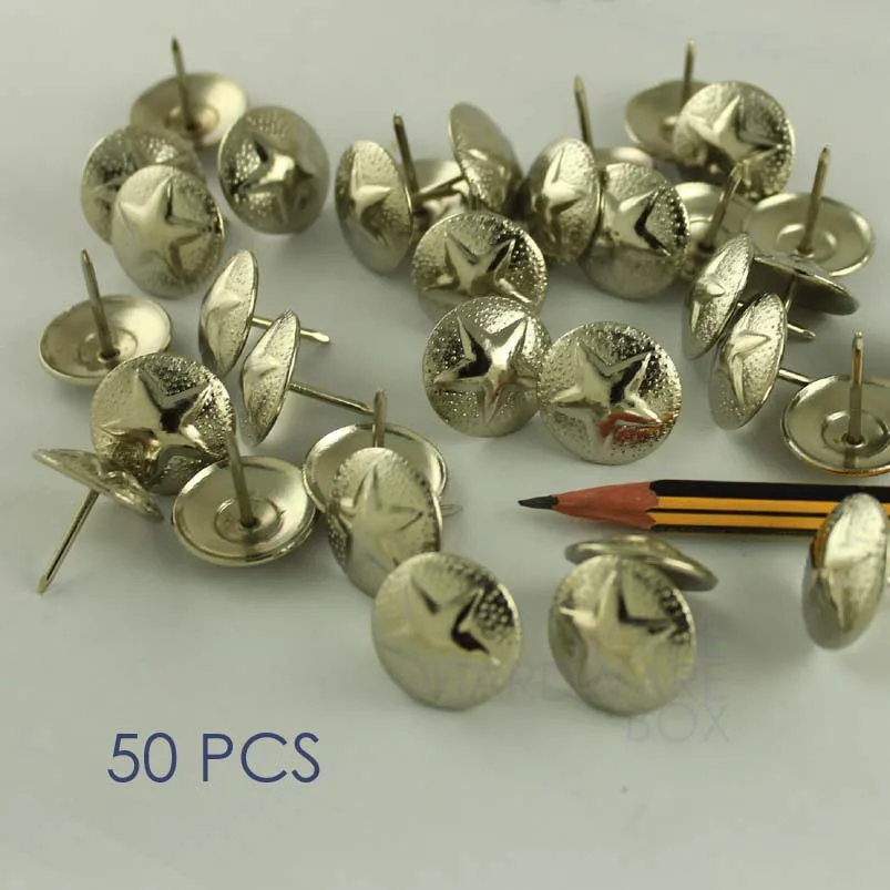 50 pc upholstery ribet silver round tack nail star leather work DIYin