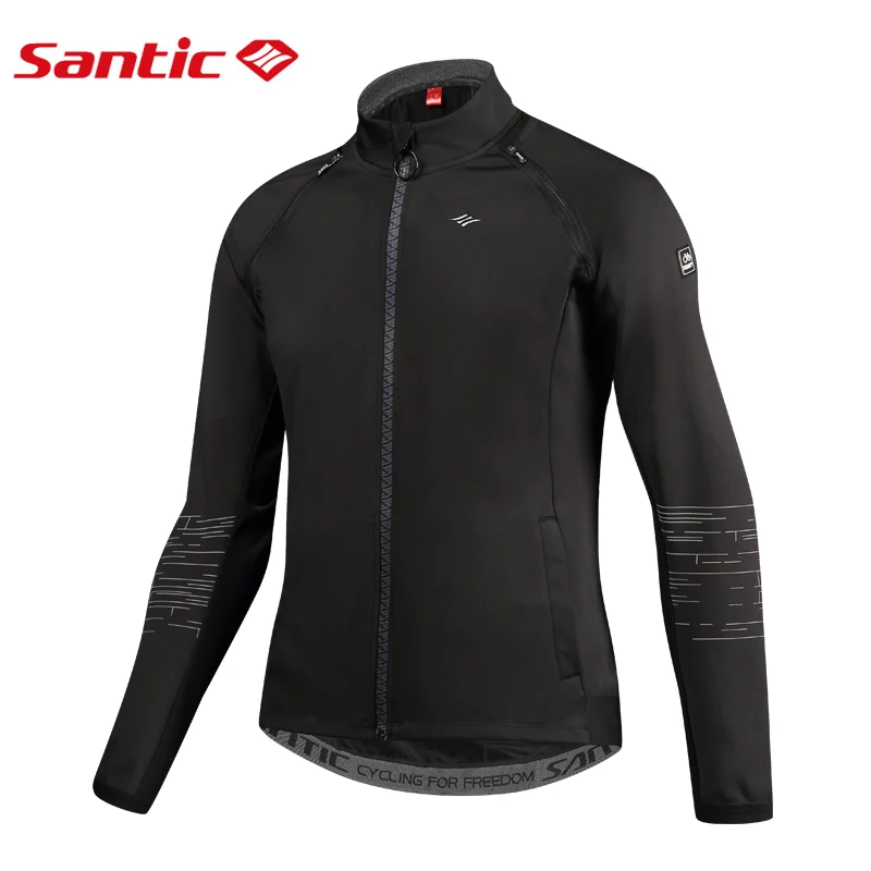 

SANTIC Cycling jackets Men Mountain Bike Jackets Removable Sleeves Mandarin Collar Windbreaker Reflective Back Fleece Liner Tops