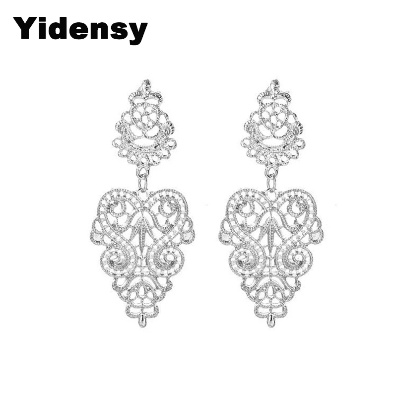 Yidensy модные висячие серьги в форме цветка из филигранной кружевная серьга