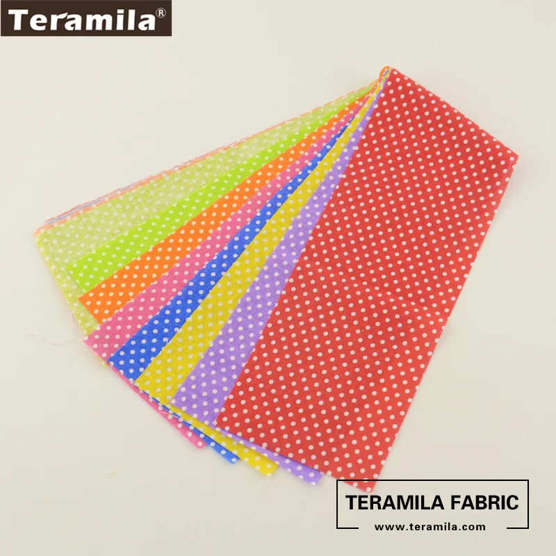 Teramila New Arrivals Colorful Design 7 PCS / Lot 9CMx50CM Sewing Material Cotton Jelly Rolls Strips Plain Fabric Patchwork - Цвет: 7PCS Dots 9CMx50CM