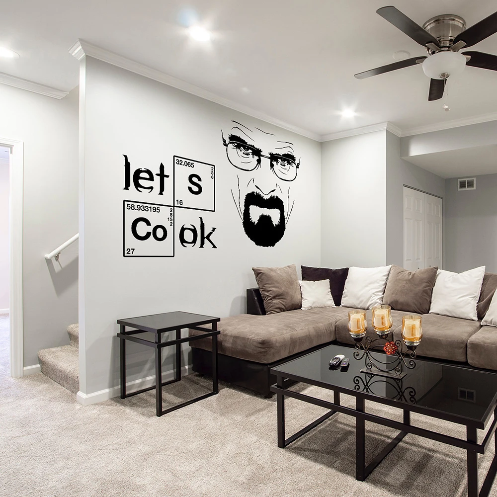 

Lets Cook Breaking Bad Quote Wall Sticker Kitchen Vinyl Crock Element Map Science Decal Cooker Cooking Mural Wall Decor D879