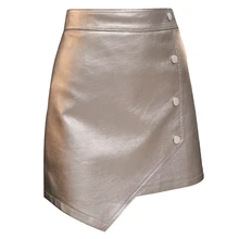 Юбки из искусственной кожи с высокой талией осенний зимний пояс облегающая юбка Женская Асимметричная короткая юбка женская