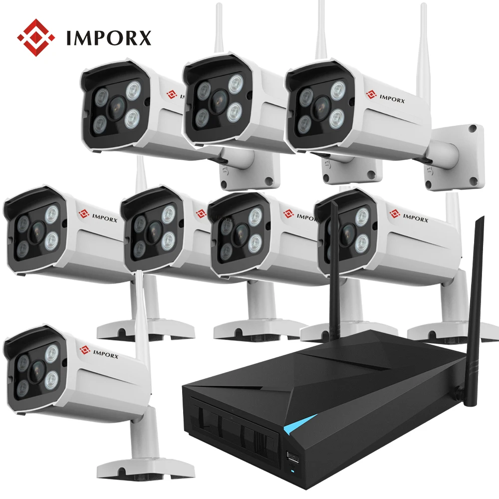 Plug and Play 720P WIFI CCTV System 8CH HD Wireless NVR Kit Outdoor IR