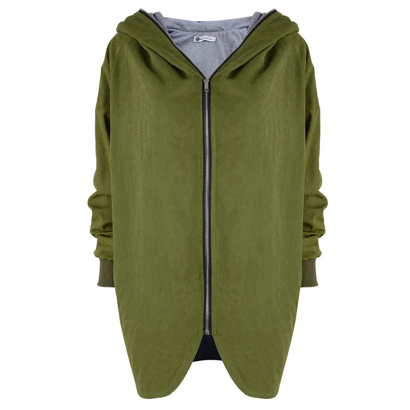 

Women Solid Color Hooded Coat Maternity wear Loose green coat Female Zipper Windproof Outerwear Basic Jacket Coat Tops Plus Size