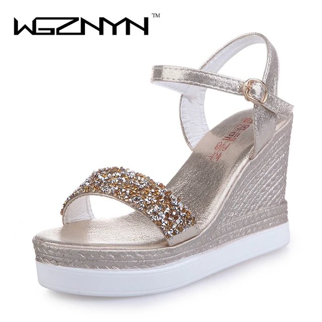 WGZNYN 2017 Summer New Arrival Ankle Buckle Strap High Heel Sandals Women Gold Silver Sandals Fashion Ladies Summer Shoes KD0403