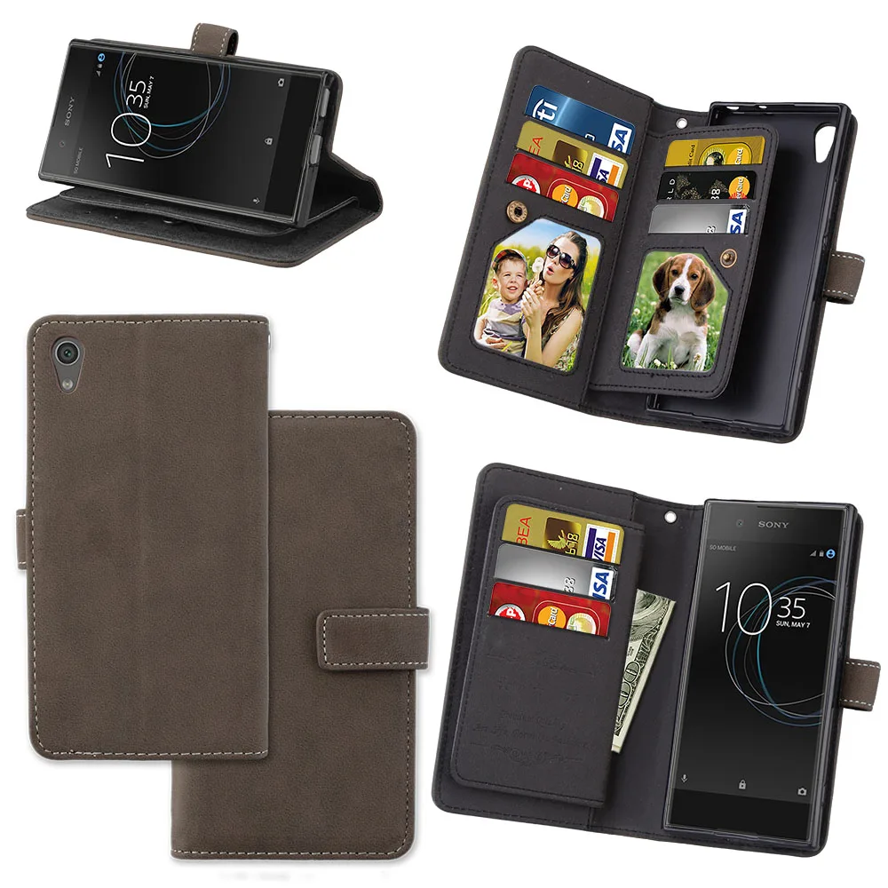 

Matte PU Leather Case Cover For Sony Xperia XA1 Sony Xperia Z6 Flip Wallet Protective Phone Back Shell With Card Slot Holders