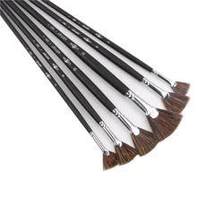 6 шт./компл. Специальное предложение дикий кабан щетины щетка набор ручек в форме веера для товары для рукоделия живопись ручка Масляная краска кисть Студенческая Канцелярия